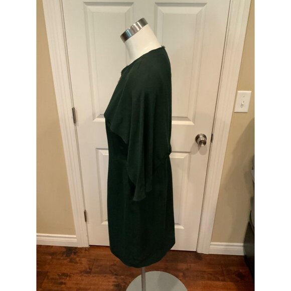 Megan Park Dark Green Cape Sleeve Bejeweled Dress, Size 2 - Picture 4 of 6